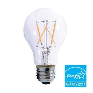 60w Equivalent A19 Filament-Style 15,000-hour Dimmable LED Light Bulb
